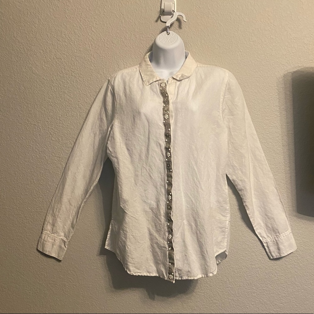 Sigrid Olsen Signature linen button-down top L